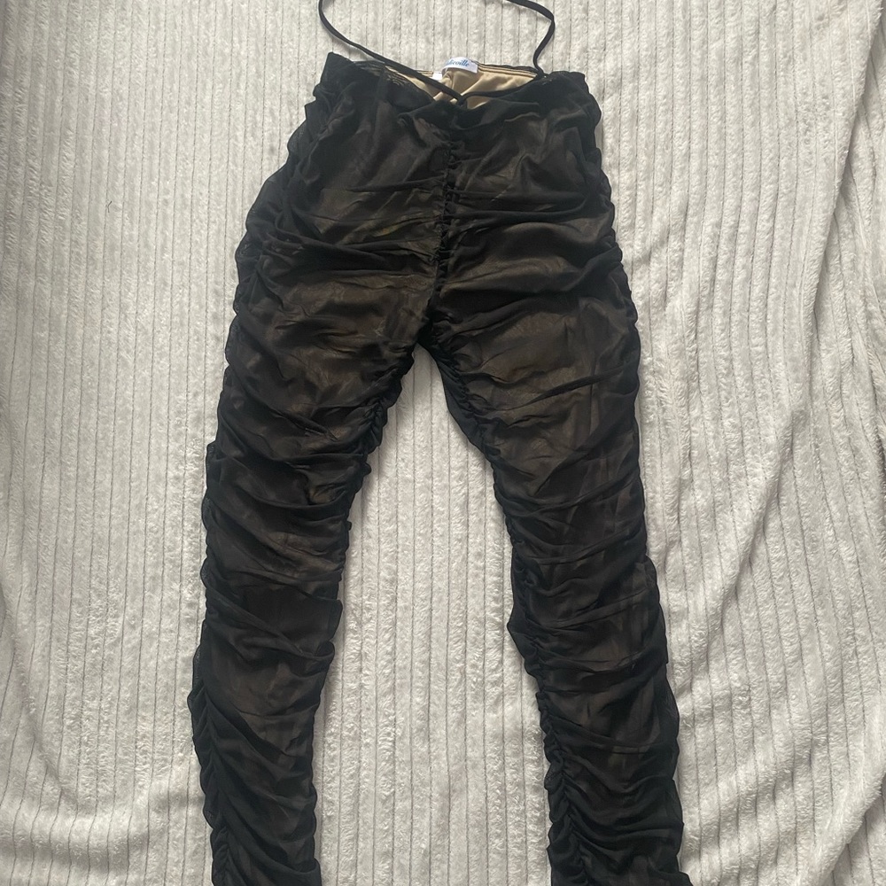 Ruched Mesh Pants